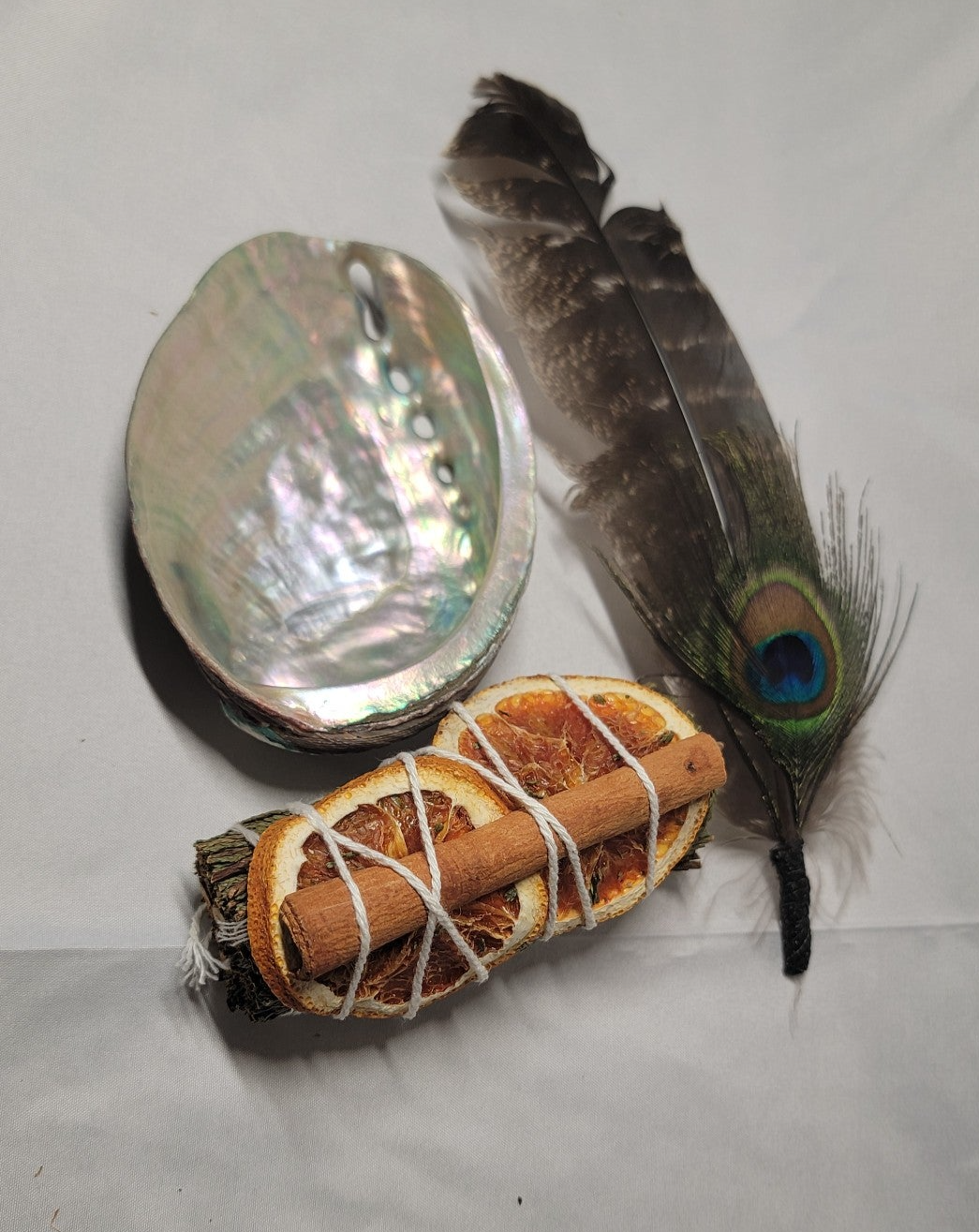 Smudge Abalone Kit - Abalone Shell, Cedar Smudge Stick, Tripod Stand, Palo Santo and Smudging Directions (House Cleansing)