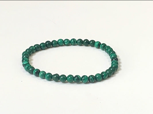 Malachite Gemstone Bracelet - Stretch Bracelet, 6mm Dainty Genuine Malachite Beads, Protection Bracelet, Gift for Her, Gift for Him