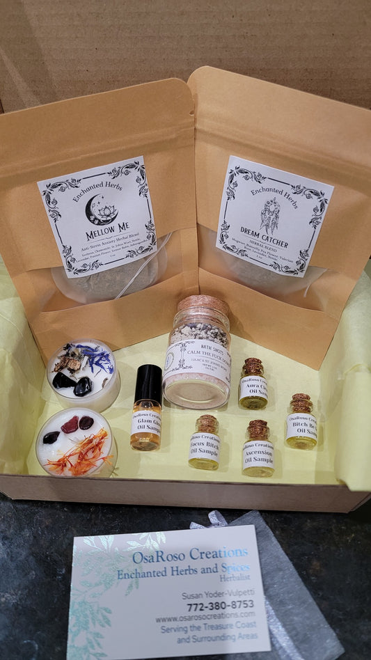 Sample Box | Intention Candle Sample | Ritual Oil Sample | Herbal Blends | Spiritual Bath Salts