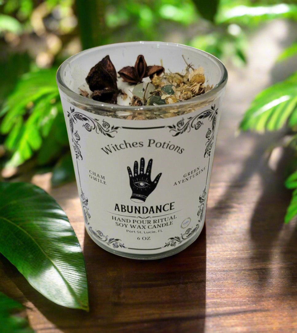 Abundance Crystal Candle I Witch Candle | Money Attraction Candle I Ritual Candle I Success Candle I Prosperity I Manifest